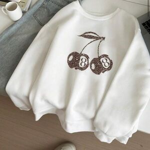 White Cherry Print Sweatshirt